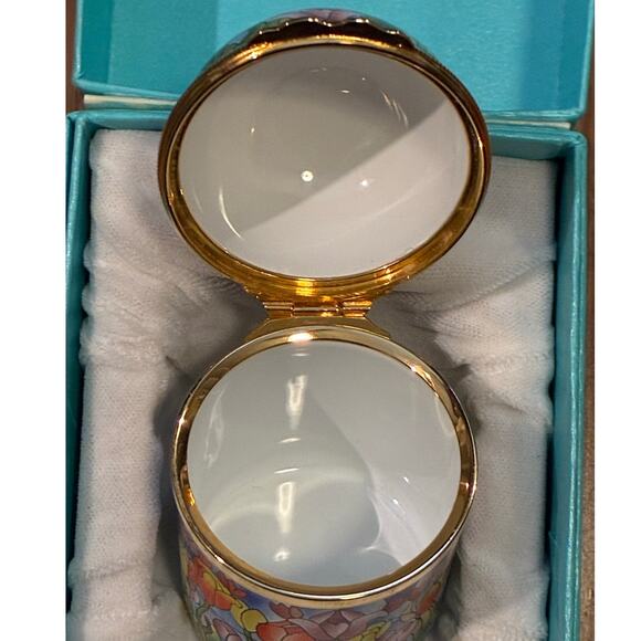 Tiffany & Co Halcyon Days Enamel Trinket Pill Box "Tiffany Tulips" w/box - Picture 7 of 12